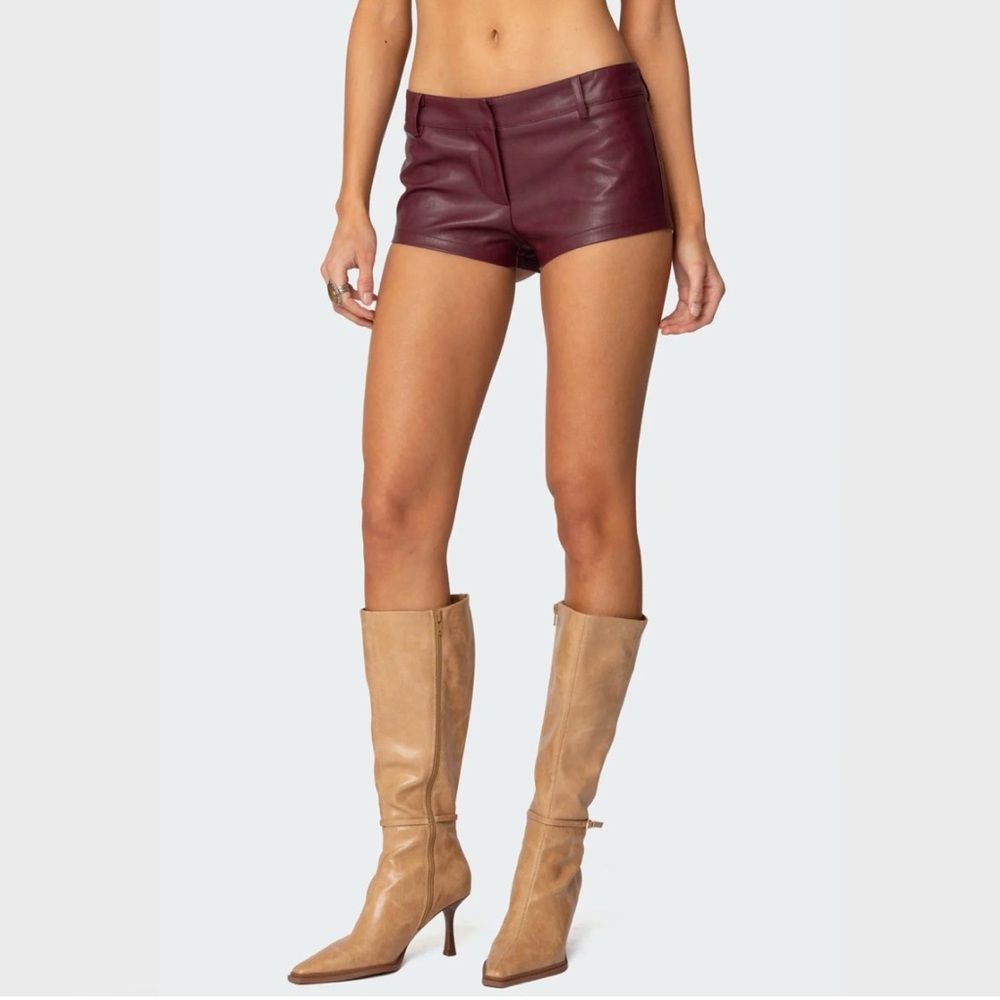 EDIKTED Melaney Faux Leather Micro Shorts